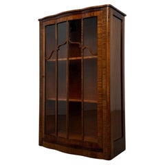 Fine 20th Century Art Deco Style Figured Walnut Display Cabinet Vitrine