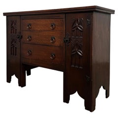 Fine Quality Carved Gothic Style Oak Sideboard, 20th Century