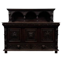 Fine Quality Antique 19th Century Victorian Heavily Carved Oak Sideboard