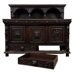 Fine Quality Antique 19th Century Victorian Heavily Carved Oak Sideboard