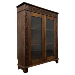 Fine Quality Antique 19th Century Carved Oak Display Cabinet Vitrine