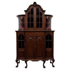 Fine Quality Antique 19th Century Queen Anne Style Walnut Display Cabinet