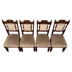 Fine Antique Set of Four 19th Century Victorian Oak Dining Chairs