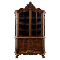 Fine Quality Antique Dutch Walnut Display Cabinet Vitrine with Glazed Doors
