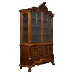 Fine Quality Antique Dutch Walnut Display Cabinet Vitrine with Glazed Doors