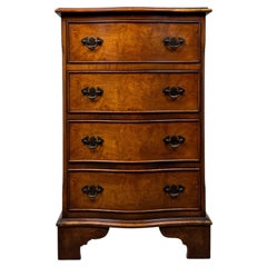 Fine Quality Antique Small Serpentine Burr Oak Chest of Drawers