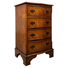 Fine Quality Antique Small Serpentine Burr Oak Chest of Drawers