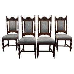 Fine Antique 19th Century Victorian Set of Four Oak Dining Chairs