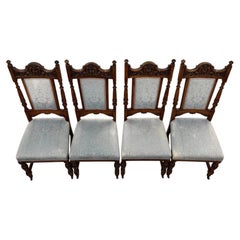 Fine Antique 19th Century Victorian Set of Four Oak Dining Chairs