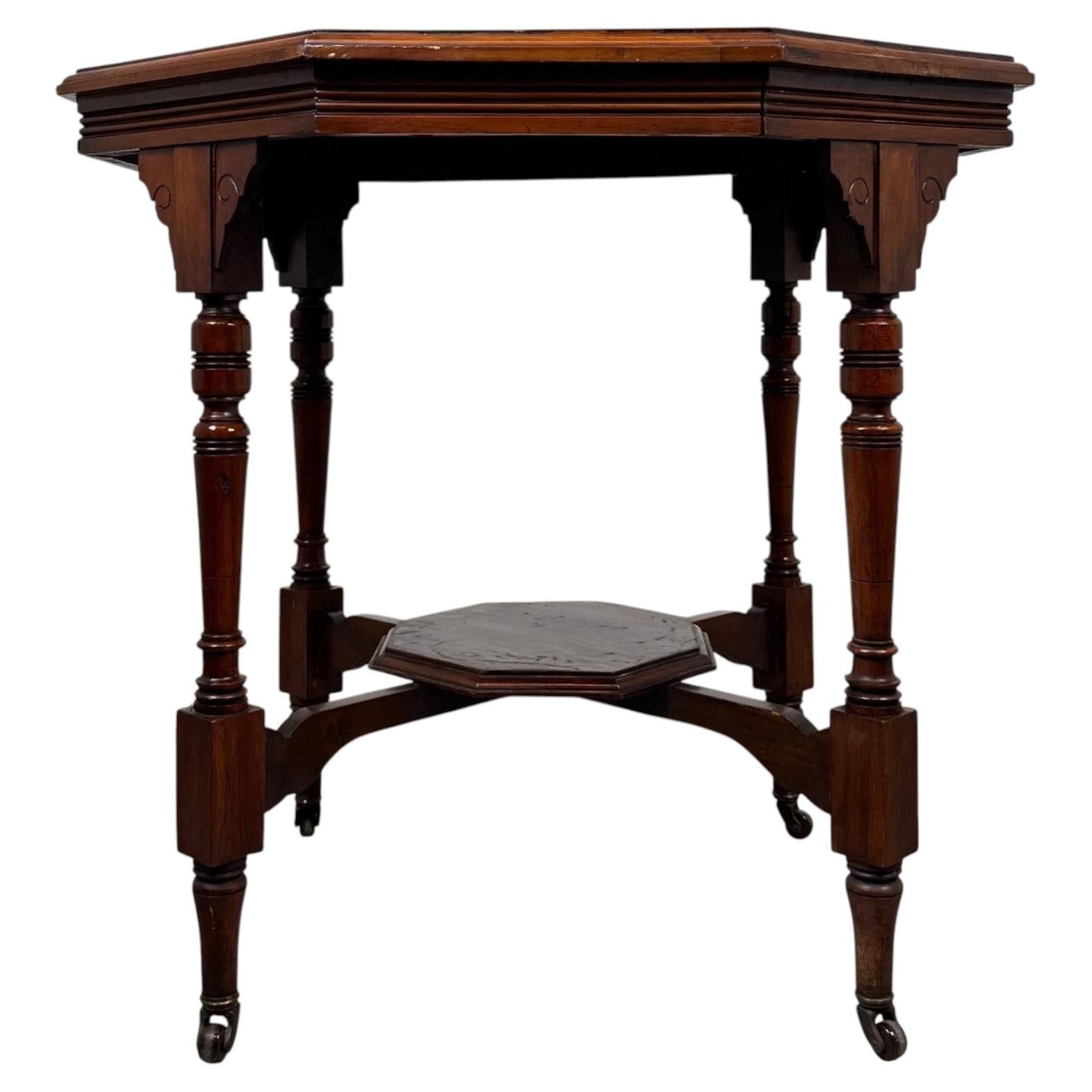 Fine Vintage Octagonal Side Table in Mahogany For Sale