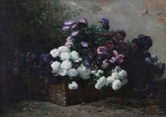 Eugène Claude 1880 Large French Floral Still Life Oil Painting, Signed