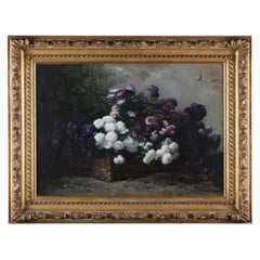 Eugène Claude 1880 Large French Floral Still Life Oil Painting, Signed