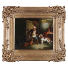Paul Jones Victorian Sporting Oil Painting of Hunting Dogs, 19th Century