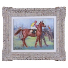Charley Garry French Impressionist Horse Racing Oil Painting, Early 20th C.