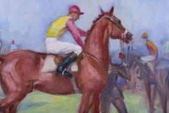 Charley Garry French Impressionist Horse Racing Oil Painting, Early 20th C.