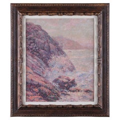Henri Aurrens French Pointillist Marine Oil Painting, Early 20th Century