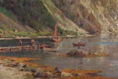 Henry Enfield Large Victorian Norwegian Fjord Landscape Oil Painting