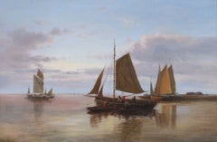 Abraham Hulk Sr. 19th Century Dutch Romantic Marine Oil Painting