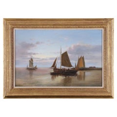 Abraham Hulk Sr. 19th Century Dutch Romantic Marine Oil Painting