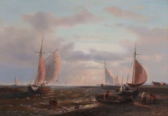 Abraham Hulk Sr. 19th Century Dutch Romantic Marine Oil Painting on Panel