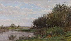 Edmond Marie Petitjean French Impressionist River Landscape Oil Painting