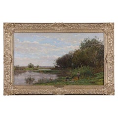Edmond Marie Petitjean French Impressionist River Landscape Oil Painting