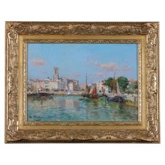 Edmond Marie Petitjean French Impressionist Harbour Scene Oil Painting