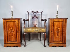 Antique Pair of 19th Century Rosewood and Marquetry Bedside Chests, circa 1890