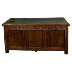 Fine Antique Early 17th Century Oak Coffer Chest, circa 1630