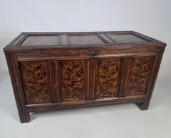 Fine Antique 17th Century Marquetry Marriage Coffer Chest, Dated 1658