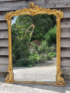 Magnifique miroir monumental ancien en bois doré du XIXe siècle, vers 1860