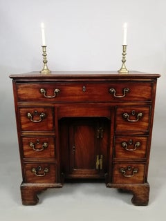 Fine Antique George II Mahogany Kneehole Desk with Original Brasses, circa 1750