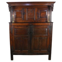 Fine Antique English Oak Court Cupboard Dated 1723