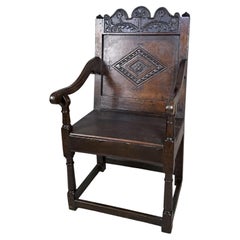 Rare Early 17th Century Antique English Oak Wainscot Armchair, circa 1635