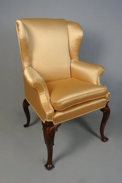 Wonderful Antique Queen Anne Design Walnut Wing Armchair c. 1880