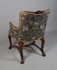 Elegant Antique 19th Century Queen Anne Style Wing Armchair
