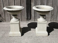 Impressive Antique Pair of Victorian Cast Iron Garden Urns