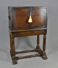Fine Antique Early 17th Century English Oak Strong Box