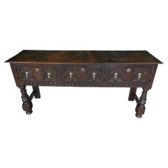 English Antique Country Oak Dresser Base, circa 1750