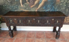 English Antique Country Oak Dresser Base, circa 1750