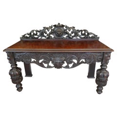Antique English Country Oak Hall Table with Green Man Carving, circa 1730