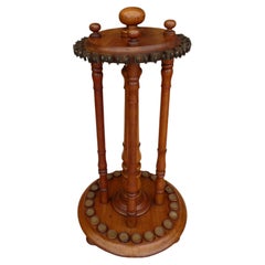 Victorian Antique Oak and Walnut Revolving Billiard Cue Stand, circa 1880