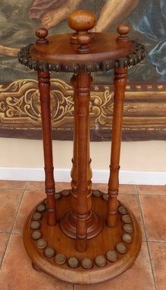 Victorian Antique Oak and Walnut Revolving Billiard Cue Stand, circa 1880
