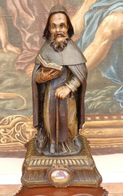 Antique Italian Carved Wood Religious Figure of Saint Anthony, circa 1830