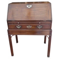 Antique English Mahogany Campaign Bureau on Stand, circa 1740