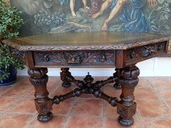 Antique Large Oak Library Table by Gillows of Lancaster ca. 1830