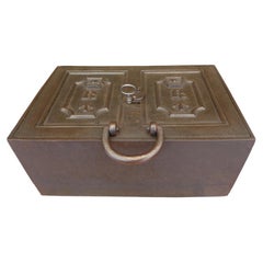 Antique Victorian Cast Iron Military Revenue Chest, circa 1860