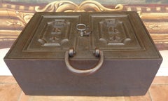 Antique Victorian Cast Iron Military Revenue Chest, circa 1860
