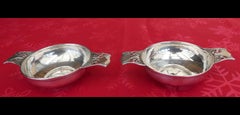 Antique Pair of Edwardian Silver Quaichs by W.G. Connell, 1901