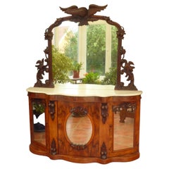Antique Early 19th Century Carved Walnut and Marble Chiffonier